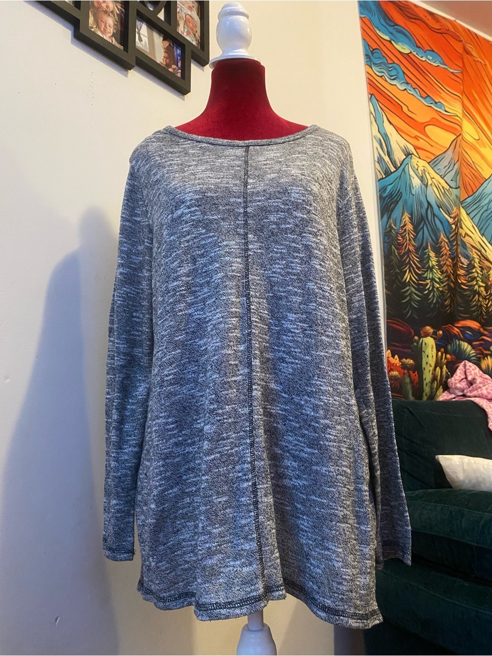 St. John's Bay Gray Marled Center-Seam Pullover